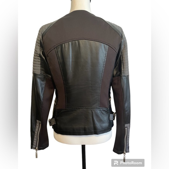 L’Atelier Black Vegan Leather Quilted Moto Jacket, Size Small, Biker Grunge Sexy - Picture 5 of 10